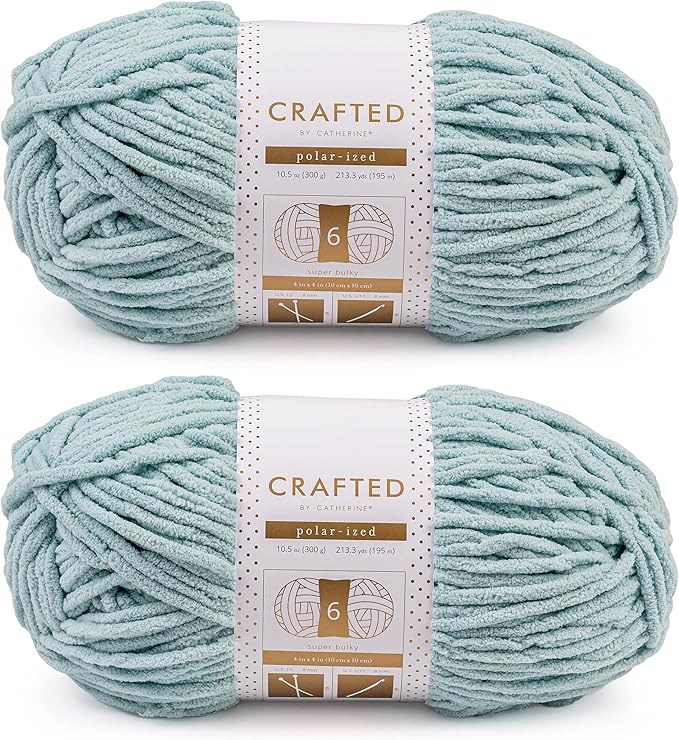 Crafted By Catherine Blanket Solid Yarn - 2 Pack (213 Yards Each Skein), Aqua, Gauge 6 Super Bulky