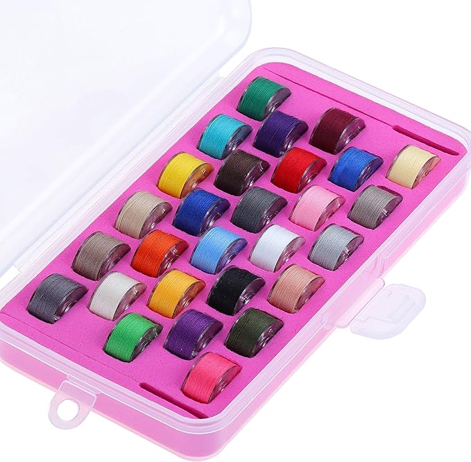 New brothread 28pcs Assorted Colors 60S/2 (90WT) Prewound Bobbin Thread Plastic Size A SA156 for Embroidery and Sewing Machines DIY Embroidery Sewing Thread Cottonized Soft Feel Polyester Thread