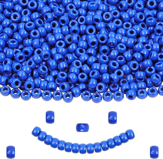 Royal Blue Pony Beads for Bracelet 1000 Pcs Plastic Beads for Friendship Bracelets 6x9mm Large Hole Beads for Hair Braiding Small Beads Necklace Earrings Jewelry Making