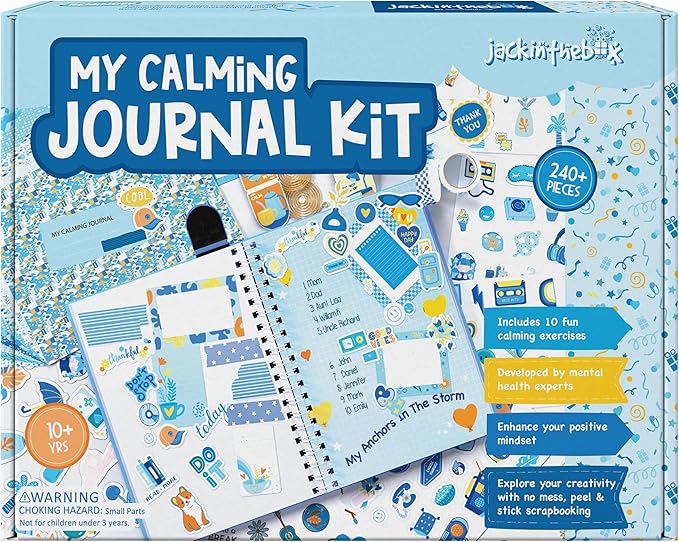 jackinthebox Calming Journal Kit for Girls Ages 8–12, 242 pcs, Scrapbooking Journal Set for Teen & Tween Girls, 10 Fun Gratitude Exercises, Journal Art & Craft Kit, Easter Gift for Girls 8 9 10 11 12