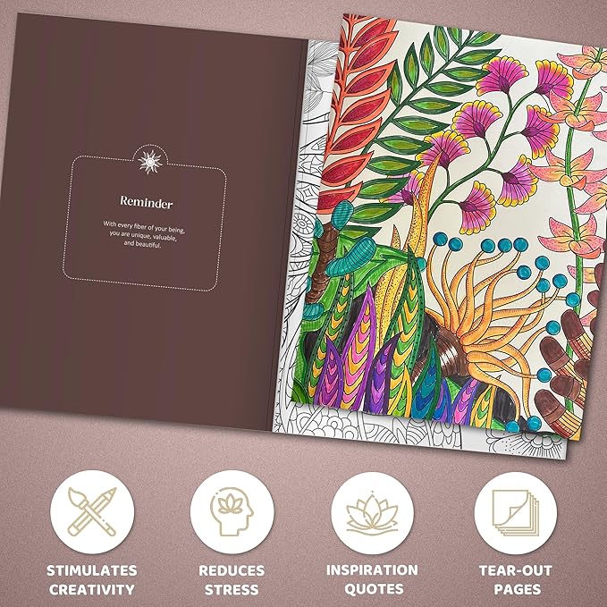 BIROYAL XXL Adult Coloring Book for Women 11.2”x8.3” - 100 Patterns Coloring Books for Adults Relaxation - Mindfulness & Personal Growth Prompts - Anxiety, Stress Relief & Relaxation Gifts for Women