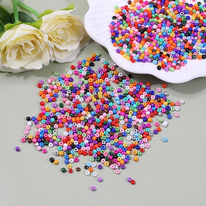 28 Colors 3mm Seed Beads, 7200PCS Glass Seed Beads Kit for Jewelry Making, Craft and Bracelet Making