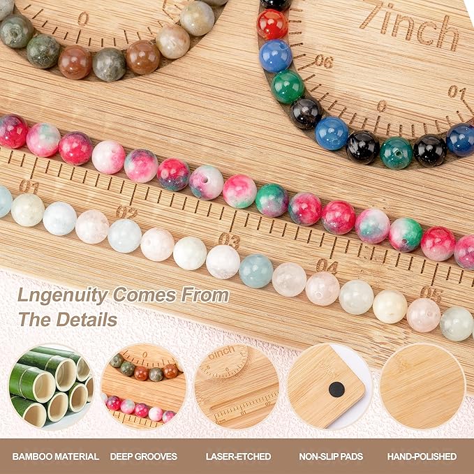 HSZCTUY Bead Board for Jewelry Making, Bamboo Beading Board for Bracelet Making, Beads Maker, Bracelet Making Kit, Bead Tray, Bracelet Sizer, Jewelry Making Supplies
