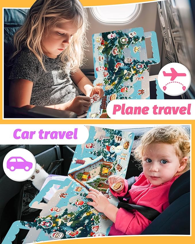 walenced reusable sticker book for toddlers, stickers for kids, toddler craft activities, toddler travel toys ages 3 and up boy girl birthday gifts