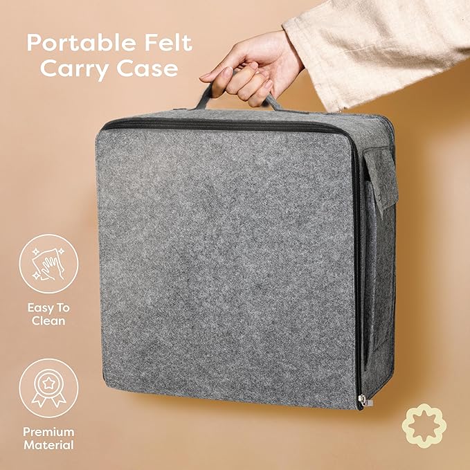 Unordinary Granny Crochet Blocking Board Set – 9 Extra Thick Interlocking Mats with Grid, 150 T-Pins, Felt Storage Bag and Cotton Pouch – Blocking Board for Knitting, Crochet & Other Craft Projects