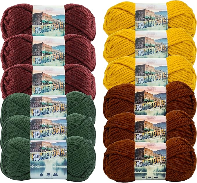 Lion Brand Yarn, Hometown Super Bulky Yarn, Cornucopia Pack, 12 Skeins