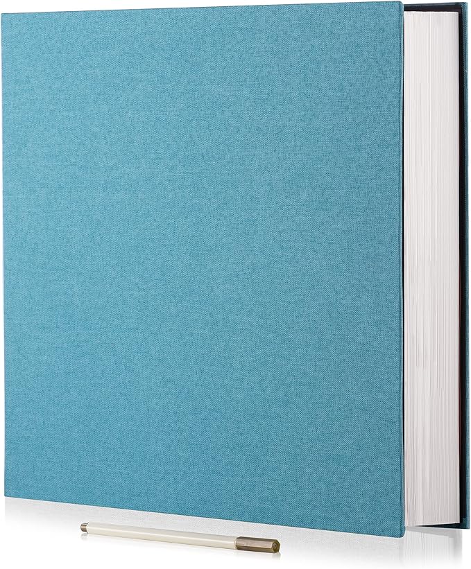 Large Photo Album Self Adhesive 4x6 5x7 6x8 8x10 Pictures Scrapbook Magnetic Album DIY Scrap Book 60 Sticky Pages Linen Cover DIY Photo Album with A Metallic Pen and DIY Accessories(SKY Blue)