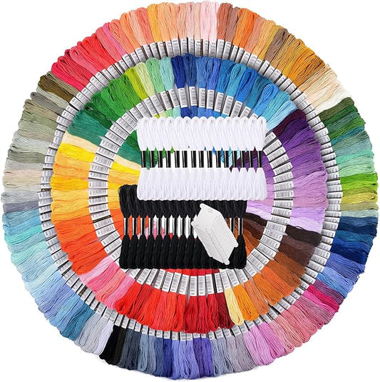 VICOVI 200 Skeins Embroidery Floss and 30 Skeins White & Black Embroidery Thread for Friendship Bracelet String Cross Stitch DIY String Art with 20 PCS Floss Bobbins