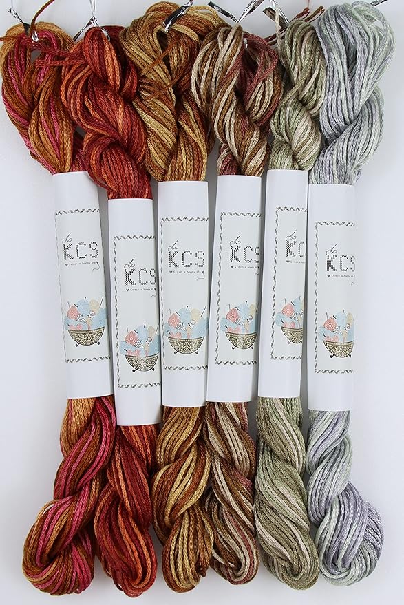 KCS Big skeins of 25 Meters Size 25 Color Variegated Cross Stitch Stranded Threads,6 skeins,22