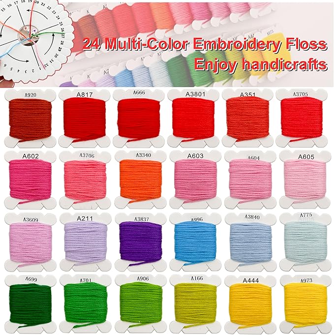 JINNBEY 4655 Pcs Jewelry Making Kits, DIY Bracelet Necklace Portable Three-Layer Spacer Box - Includes 24 Color Cotton Thread & Letter Bead & Tools, The Gift Set for Handicraft Enthusiasts