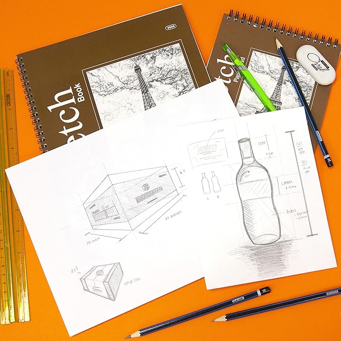 bazic products sketch pad, spiral sketchbook for artists & students, drawing pad with thick paper, sketching & drawing for kids, teens & adults, 50 sheets, 6" x 8", 2-pack