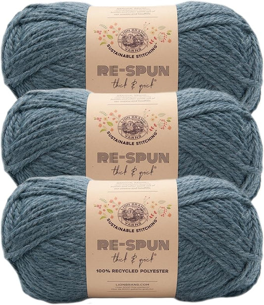 Lion Brand Yarn, Re-Spun Thick & Quick Super Bulky Yarn for Knitting, Crochet, and Crafts, Night Sky, 3 Pack, Soft Fiber for Chunky Blankets, Bulky Throws, and Cozy Sweaters