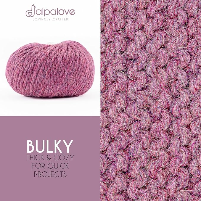 Bulky Set (6 x 1.75 oz) Super Soft Baby Alpaca Knitting Yarn Lila 328 Yards