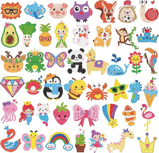 Labeol Diamond Art Kits for Kids Boys and Girls Ages 6-8-10-12 Easy to DIY Creative Diamond Art Sticker Craft by Numbers Kits for Kids and Adult Beginners (Lovely Animal)