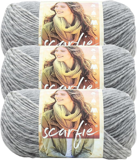 (3 Pack) Lion Brand Yarn Scarfie Bulky Yarn, Cream/Silver