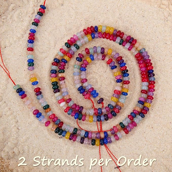 2 Strands (300PCs) Mix Color Rondelle Beads, 2 * 4mm Gemstone Loose Spacer Abacus Disk Beads for DIY Bracelet Necklace Earrings Jewelry Making, Craft Supplies Beading Kit (Type 5)