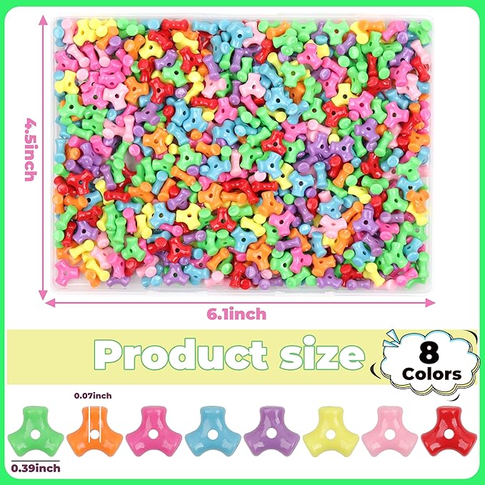 gmma pony beads shapes for friendship bracelets multicolour opacity plastic tri beads for jewelry making valentine's day diy bracelets necklace friendship party decoration supplies