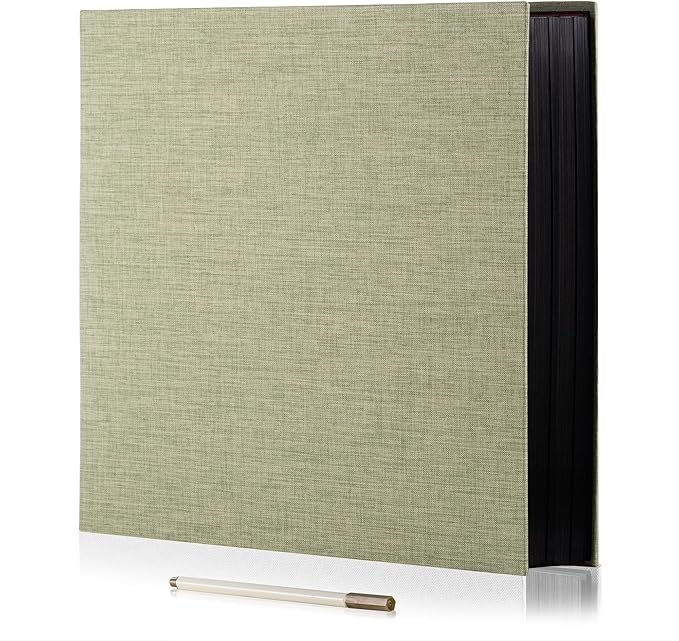 Large Photo Album Self Adhesive for 4x6 8x10 Magnetic Scrapbook Album DIY 60 Black Sticky Pages Linen Cover Photo Album(Grass Green)