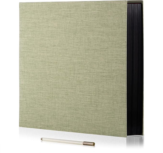 Large Photo Album Self Adhesive 4x6 8x10 10x12 13"x12.6" Scrapbook Album 12.6"x11" Inch 60 Black Sticky Pages Linen Cover Magnetic Photo Album with A Metallic Pen and DIY Stickers