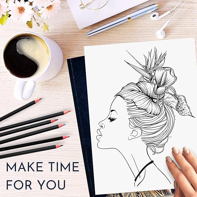 Adult Coloring Book for Women – Mindfulness Coloring Book with Personal Growth Prompts – Coloring Books for Adults Relaxation, Stress Relief, Anxiety, 8.5x11, Perforated Pages, Relaxation Gifts