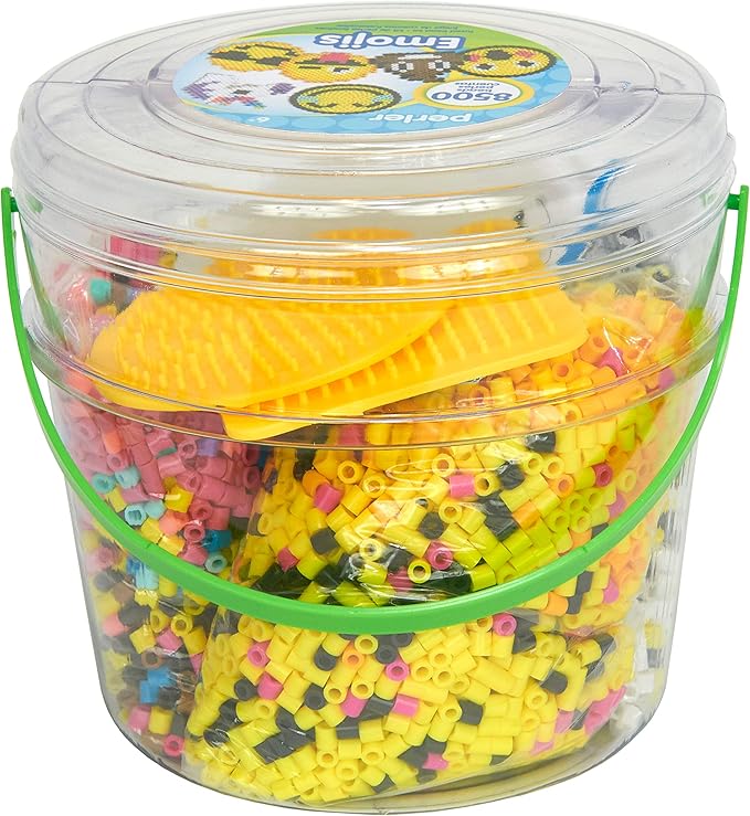 Perler Beads Emoji Bucket 8500pc, 6.5''L x 6.5''W x 6''H