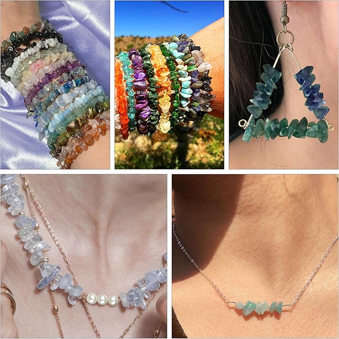 LAIDANLA Jewelry Making Supplies Kit for Adults 1612 Pcs Irregular Natural Stone Gemstone Chip Beads Jewelry Making Kits for Women 20 Colors Jewlery Kit for Craft DIY Bracelet Earring Ring Gifts