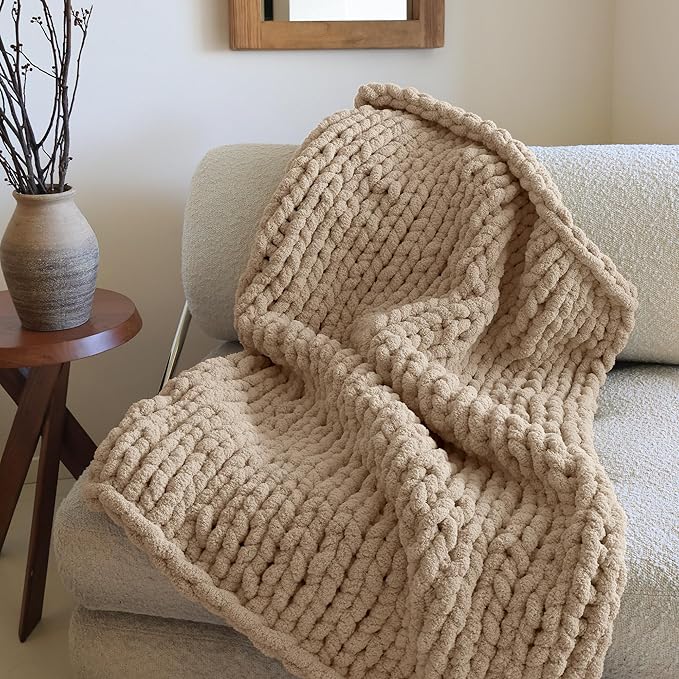 Jumbo Chenille Chunky Yarn for Crocheting - Super Bulky Fluffy Chunky Yarn for Hand Knitting - Extra Thick Soft Blanket Big Yarn 6 Jumbo Pack (27yds,8 oz Each Skein)