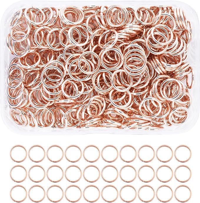 Mandala Crafts Assorted Rose Gold Color Jump Rings Jewelry Findings Metal O Rings for Jewelry Making Supplies - 300 12mm Small Open Jump Rings Kit for Necklace Earring