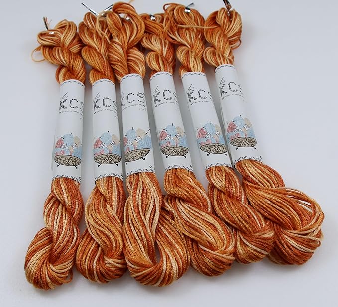 KCS Big skeins of 25 Meters Size 25 Color Variegated Cross Stitch Stranded Threads,6 skeins,4124
