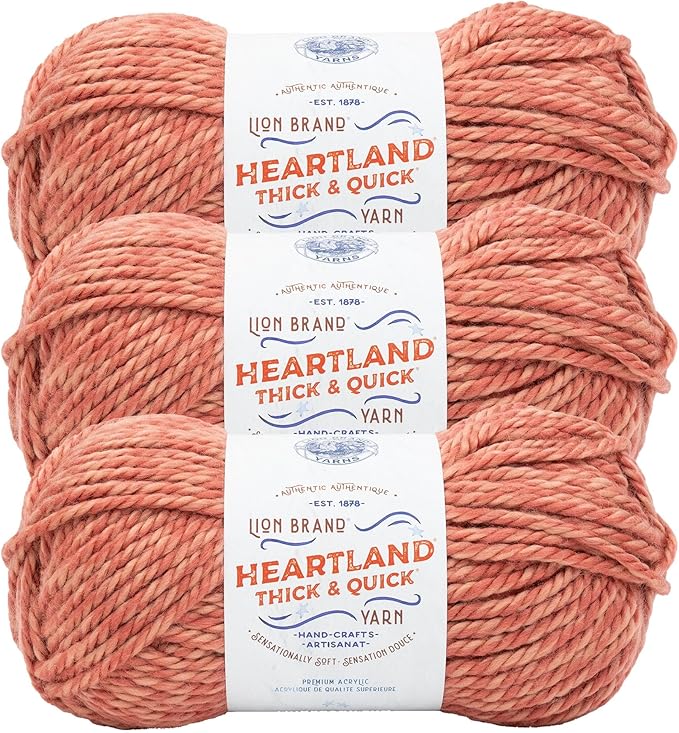 Lion Brand Yarn Heartland Thick & Quick Bulky Heathered Yarn for Knitting and Crochet, Fairmount, 3 Pack