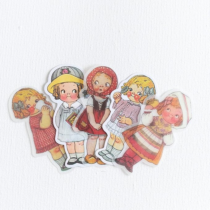 80Pcs Scrapbook Stickers Set Vintage Paper Doll Journal Stickers for Planner DIY Crafts Embelishment Diary 20 Designs Each 4pcs
