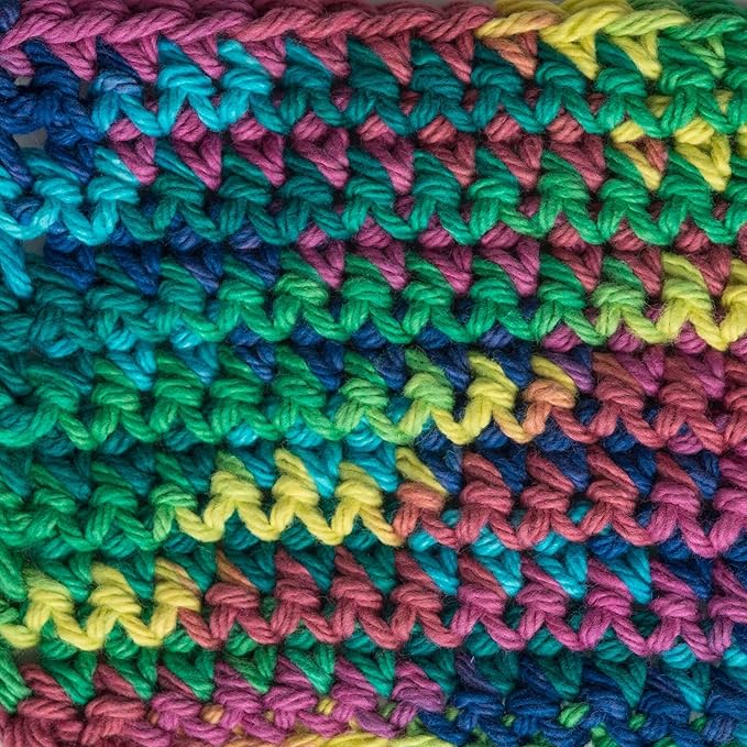 Lily Sugar'n Cream 100% Cotton Yarn 6-Pack Bundle with Bella's Crafts Stitch Markers (Psychadelic Mix)