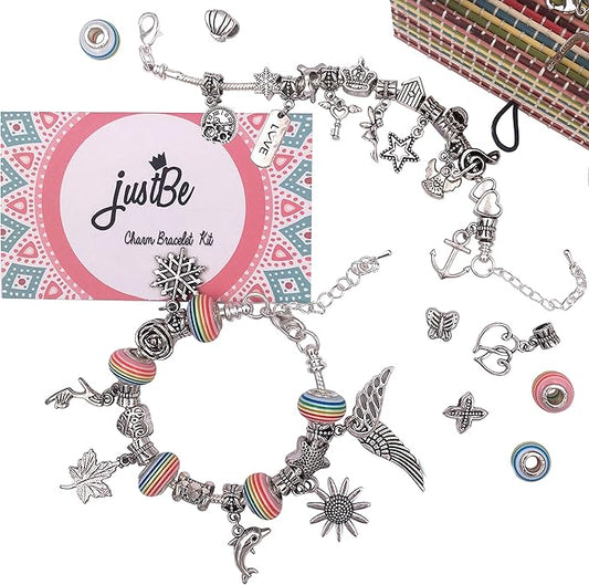 justBe Charm Bracelet Making Kit DIY Craft Jewelry Gift Set for Kids Girls Teens