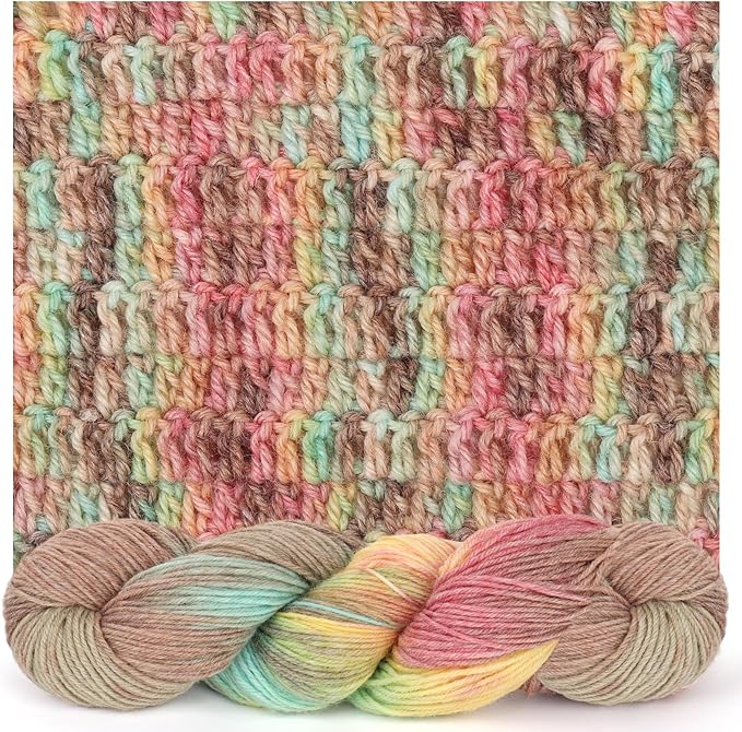 Katech Wool Yarn for Crocheting- 10.58 oz/ 300g Gradient Yarn Wool 52%, Cashmere 10%, Polyester 38%, 885 yds/ 810m Multi Colored Yarns Cashmere Yarns for Knitting Socks Sweater Shawl-Green Brown