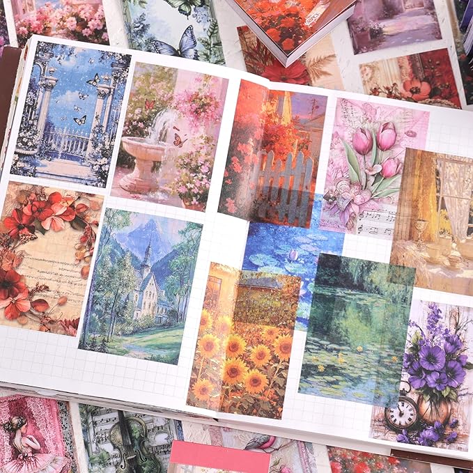 6 sets 300 pcs washi stickers set colorful dreams sticker book for journaling, diy decorative paper sticker decals for bullet journal art scrapbooking diary card craft gift album notebook stationery