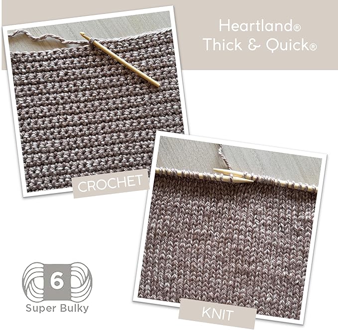 Lion Brand Yarn, Bulky Heathered Heartland Thick & Quick Yarn for Knitting and Crochet, Prospect, 1 Pack
