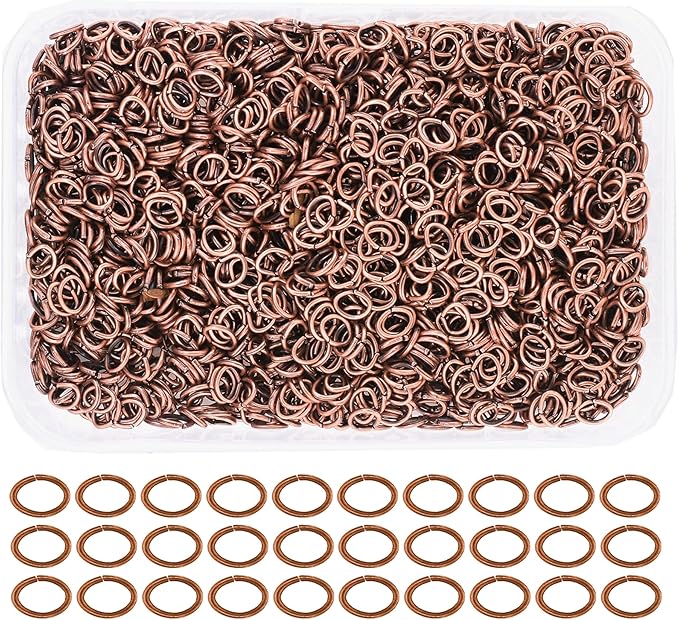 Mandala Crafts 5600 Pcs 4X3mm Antique Copper Oval Jump Rings Kit - Nickel &, Easy to Use, Tarnish & Rust Resistant, Ideal for Jewelry Making & Crafting