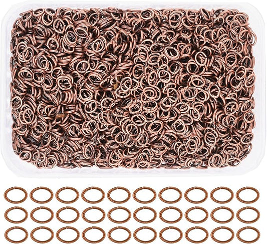 Mandala Crafts 5600 Pcs 4X3mm Antique Copper Oval Jump Rings Kit - Nickel &, Easy to Use, Tarnish & Rust Resistant, Ideal for Jewelry Making & Crafting