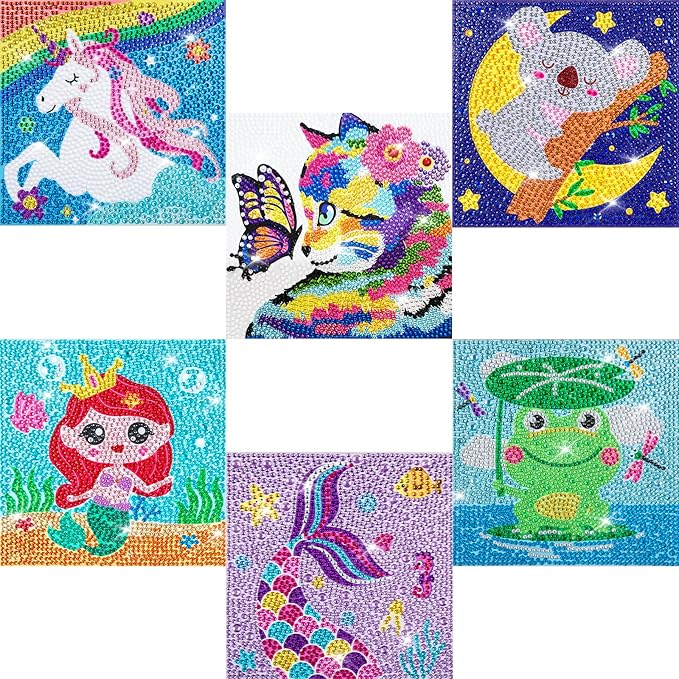 Labeol Diamond Art Kits for Kids Crafts for Girls Ages 6-8-10-12 Easy to DIY Creative Diamond Art Sticker Craft by Numbers Kits for Kids and Adult Beginners (Sweet)