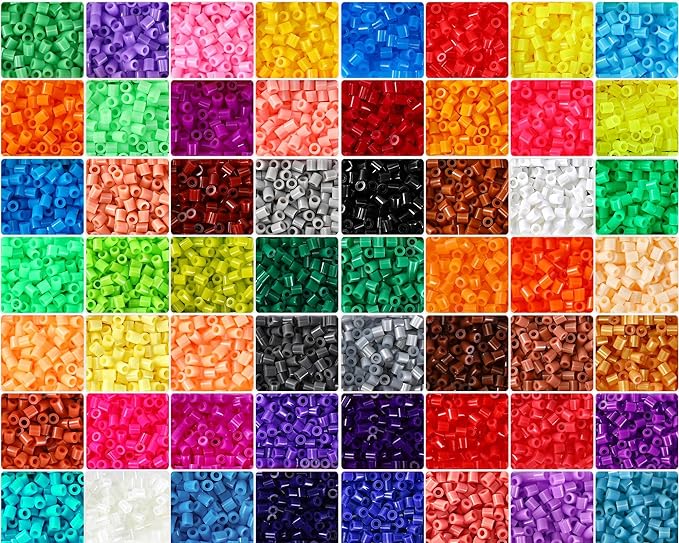 Libima 14000 Pcs 56 Colors Fuse Beads Bulk for Kids Art and Crafts Assorted Iron Beads Set Multicolored for Birthday Gift Bracelet Making Accessories (5mm)
