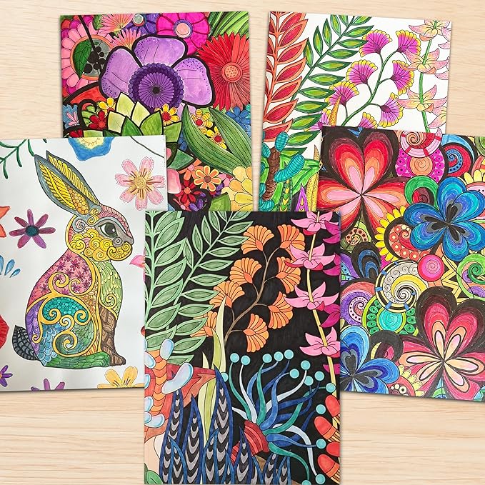 BIROYAL XXL Adult Coloring Book for Women 11.2”x8.3” - 100 Patterns Coloring Books for Adults Relaxation - Mindfulness & Personal Growth Prompts - Anxiety, Stress Relief & Relaxation Gifts for Women