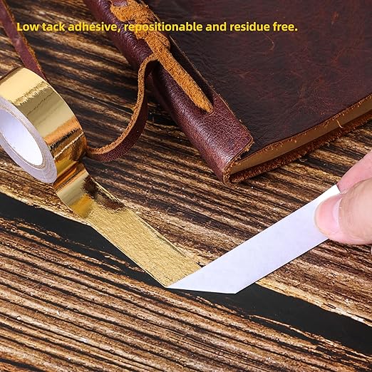Solid Foil Washi Tape - Low Tack Self Adhesive Decorative Washi Tape Shiny Metallic Color - 3/5 Inch Wide and 66 FT Long Total, Rose Gold