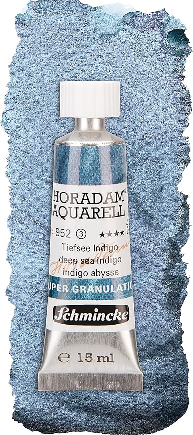 Schmincke - HORADAM® AQUARELL, Super- Granulation Set Deep Sea, 5 x 15 ml tubes, 74 841 097, wooden box, very strong supergranulating watercolor paints