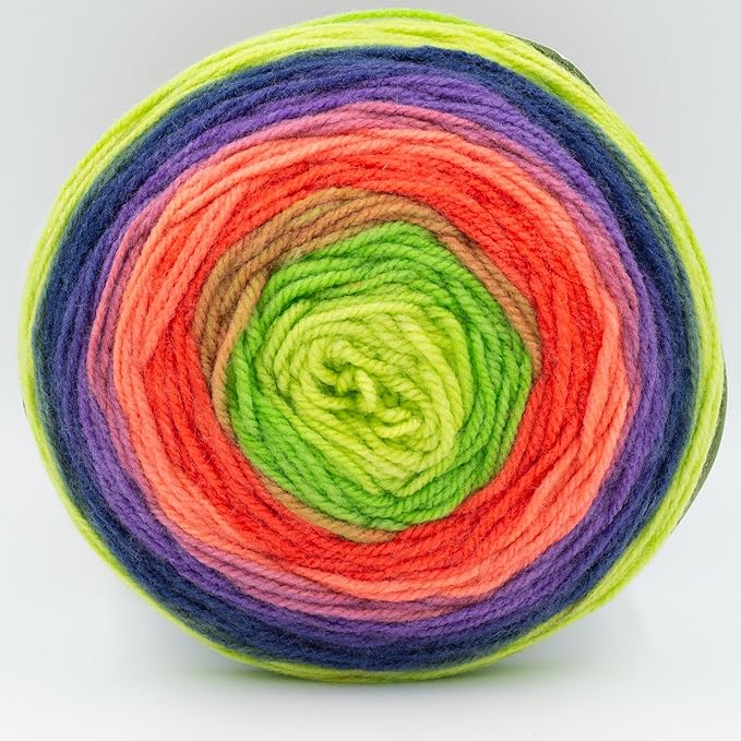Lion Brand Yarn, Mandala DK Lightweight Yarn for Knitting, Crochet, and Crafts, Slimer, 1 Pack, Self-Striping Acrylic Fiber for Baby Blankets, Multicolor Shawls and Variegated Cardigans