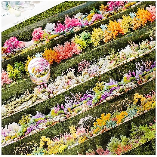 Floral PET Tape Stickers for Journaling Supplies, 6 Rolls Flower Cluster Themed Decorative Scrapbook Stickers for Journaling, Junk Journal Supplies, Planer (Flower Cluster)