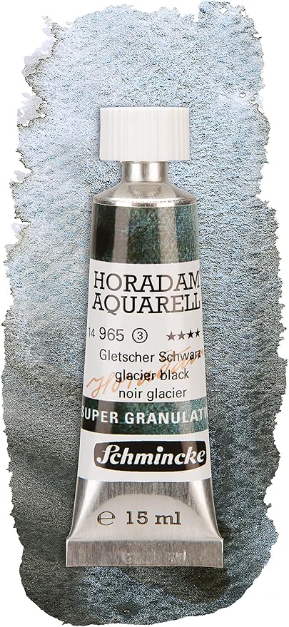 Schmincke - HORADAM® AQUARELL, Super Granulation Set Glacier, 5 x 15 ml tubes, 74 840 097, wooden box, very strong granulating colors, finest supergranulating watercolors