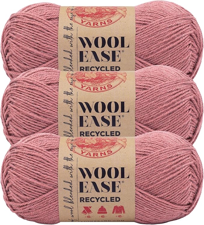Lion Brand Yarn Wool-Ease Recycled Light Worsted-Weight Yarn for Knitting and Crochet, Terracotta, 3 Pack, Wool and Acrylic Blend Fiber Perfect for Scarves, Hats and Blankets, 196 Yards