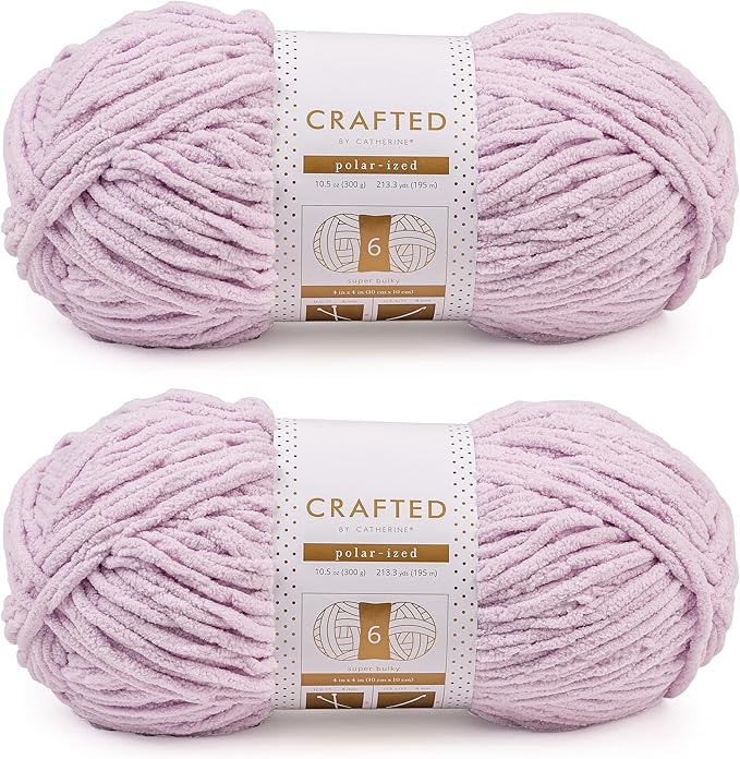Crafted By Catherine Blanket Solid Yarn - 2 Pack (213 Yards Each Skein), Lilac, Gauge 6 Super Bulky