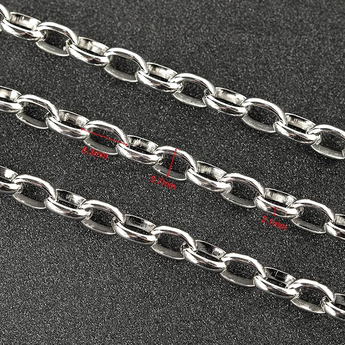 UMAOKANG 16.4 Feet Stainless Steel Jewelry Making Chain Oval Chains Bulk with Jewelry Findings Men and Women Necklace DIY