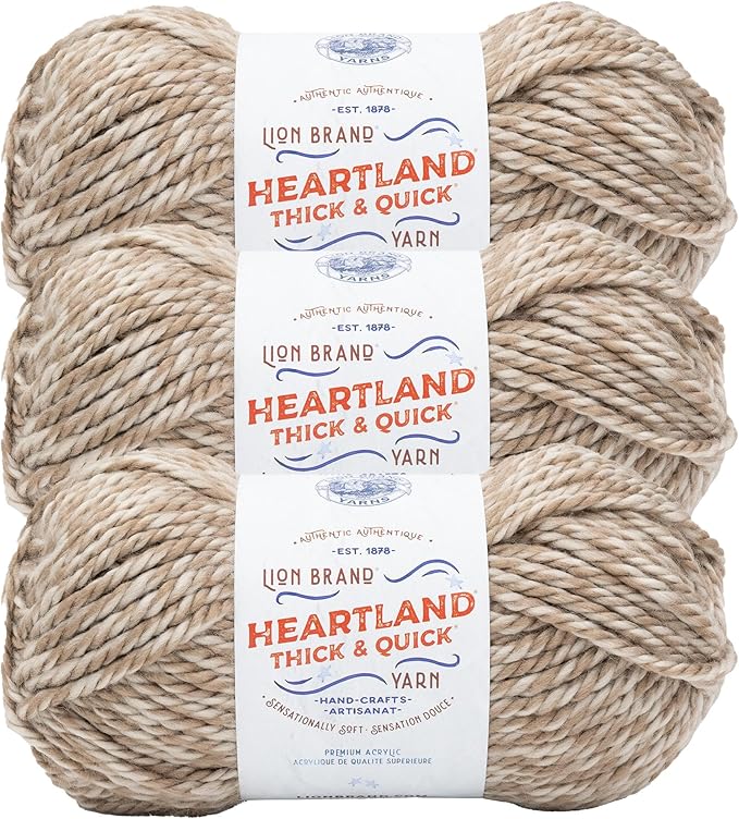 Lion Brand Yarn Heartland Thick & Quick Bulky Heathered Yarn for Knitting and Crochet, Balboa, 3 Pack